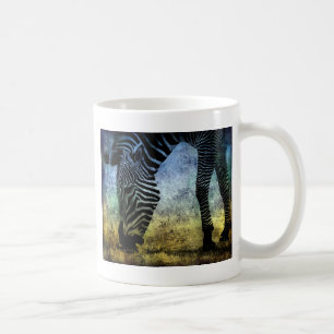 Caneca De Café Grunge azul e verde da zebra