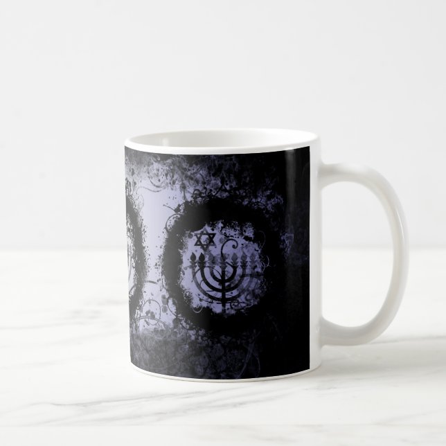 Caneca De Café Grunge Chanukah Menorah (Direita)