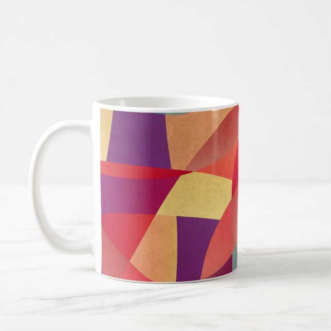 Caneca De Café Grunge Colorido: Fundo dos Triângulos Geométricos (Esquerda)