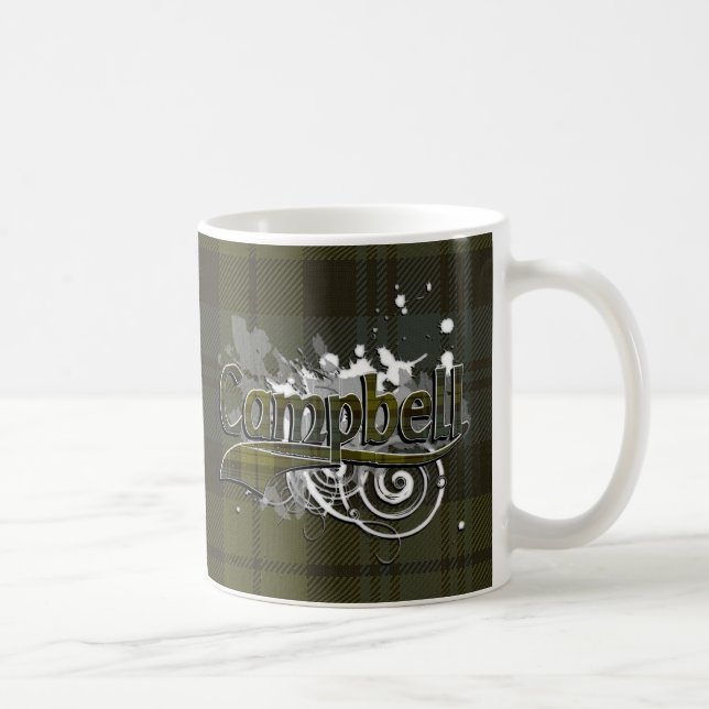 Caneca De Café Grunge do Tartan de Campbell (Direita)