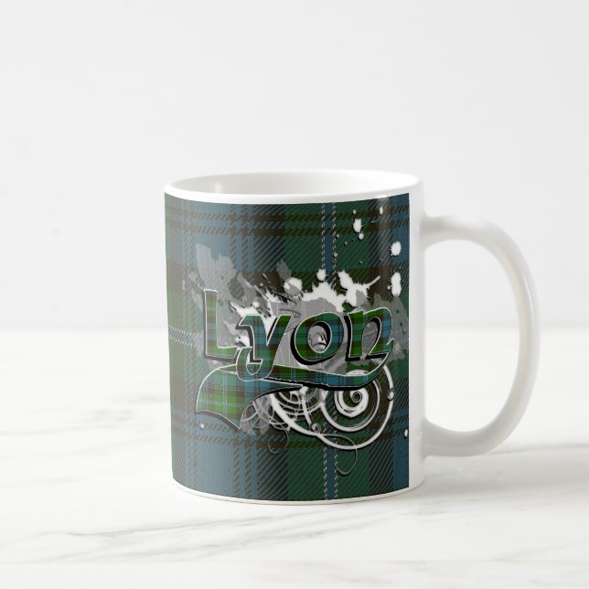 Caneca De Café Grunge do Tartan de Lyon (Direita)