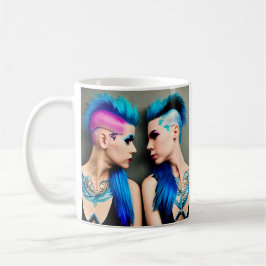 Caneca De Café Grunge Gótico Lésbica Love | Arte AI Casal