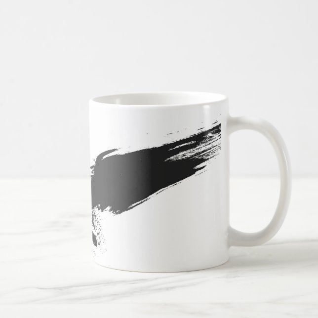 Caneca De Café grunge, preto, pássaro, hawk, raven, corvo, ilustr (Direita)