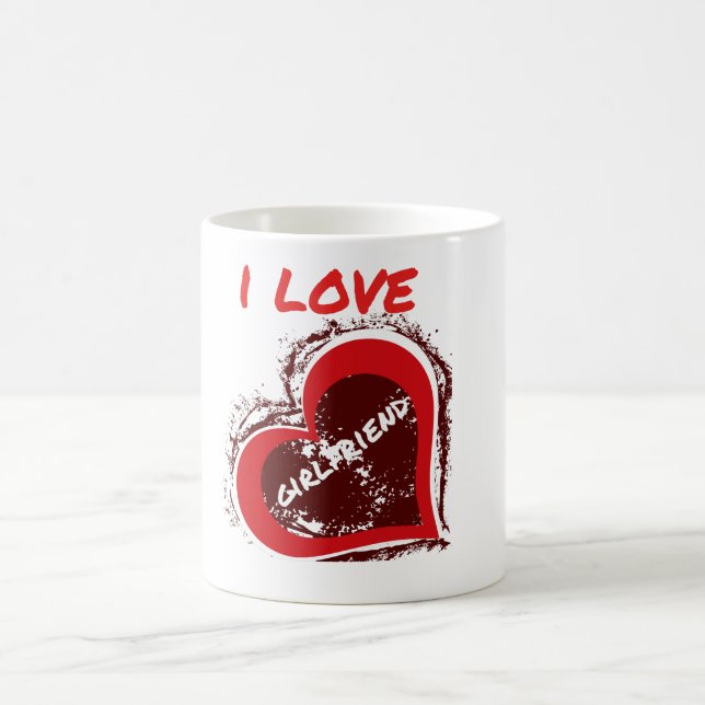 Caneca De Café Grunge Style I Love My Girlfriend Heart Design (Centro)