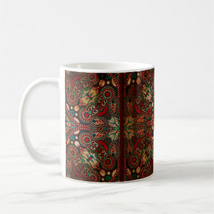 Caneca De Café Grunge tradicional floral decorativo paisley banda