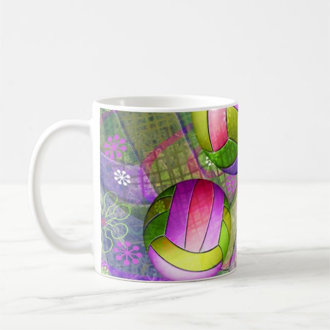 Caneca De Café Grungy Girly Voleibol (Esquerda)