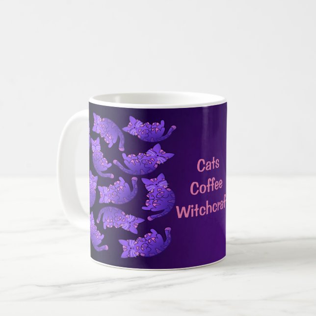 Caneca De Café Grupo de Neon Kitten Roxo (Frente Esquerda)