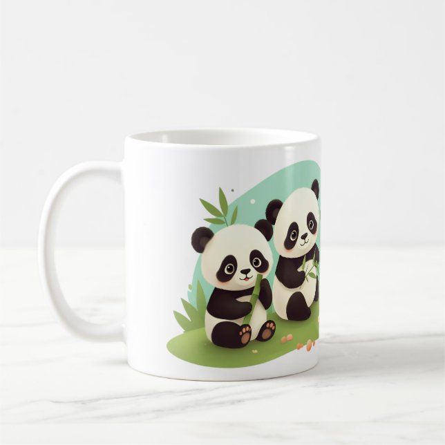 Caneca De Café Grupo De Pandas (Esquerda)