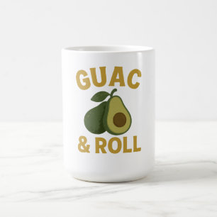 Caneca De Café 🥑 Guac & Roll - Camiseta Engraçada Avocado Foodie