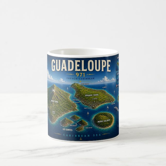 Caneca De Café Guadeloupe 971 Vintage Map (Centro)