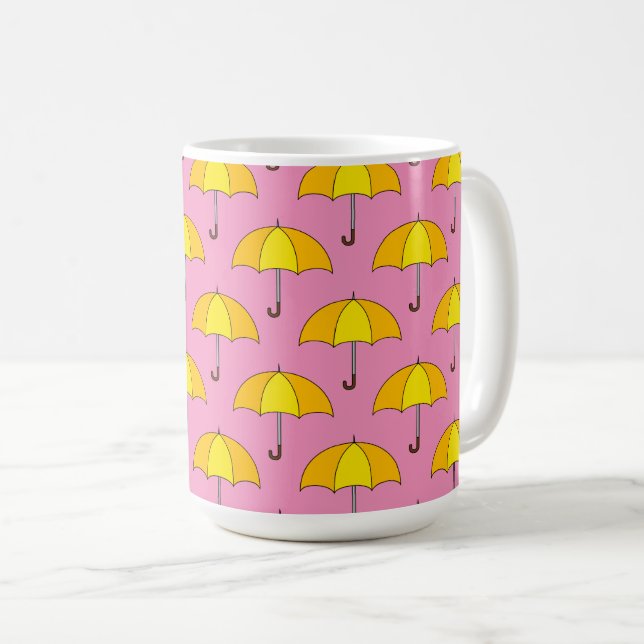 Caneca De Café Guarda-chuva Amarelo (Frente Esquerda)