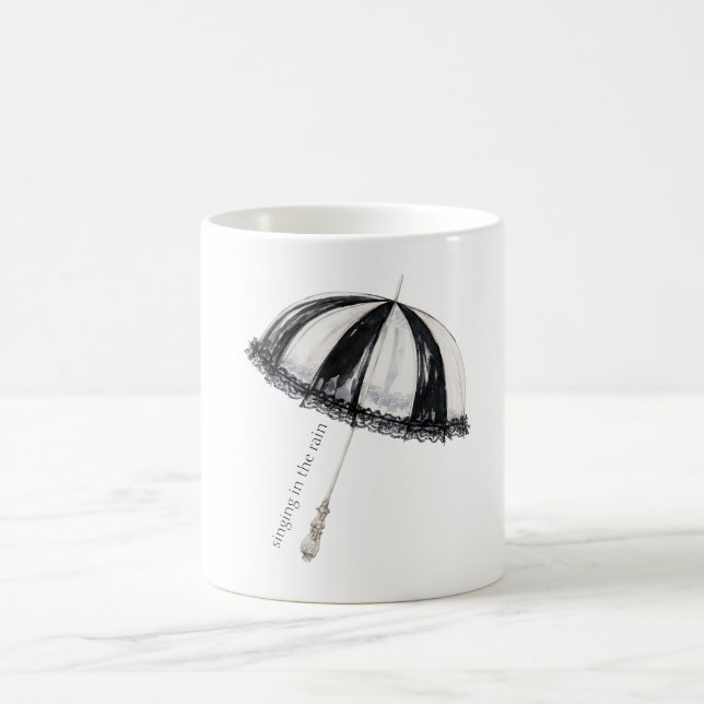 Caneca De Café Guarda-chuva Preto Branco Chuva (Centro)
