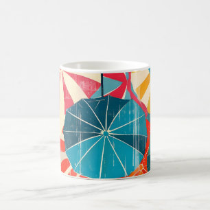 Caneca De Café Guarda-chuva retrô dia chuvoso pop art