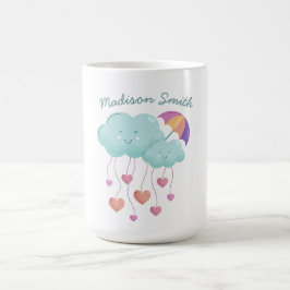 Caneca De Café Guarda-chuvas Coloridos com Nuvens Bonitas