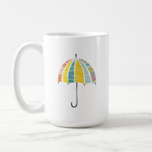 Caneca De Café Guarda-chuvas Coloridos - Dia de Chuva Brilhante e