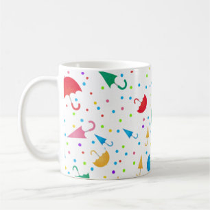 Caneca De Café Guarda-chuvas Coloridos e Padrão de Confetes