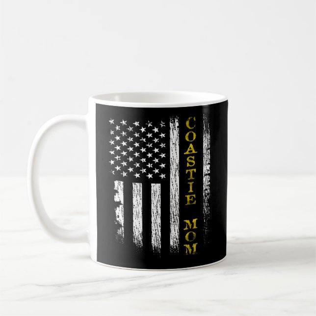 Caneca De Café Guarda Costeira Americana Uscg Coastie Mãe Flag (Esquerda)