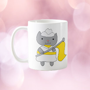 Caneca De Café Guarda de cor de gato amarelo e branco