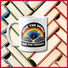 Caneca De Café Guarde os livros e bane os fascistas contra a cens