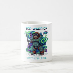 Caneca De Café Guardião Ciborgue Orangotango Eco-Guerreiro