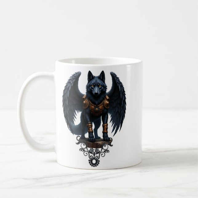Caneca De Café Guardião da Lua – O Lobo de Asa Preta (Esquerda)