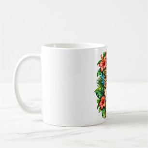 Caneca De Café Guardião Tiki Coroa de Hibisco