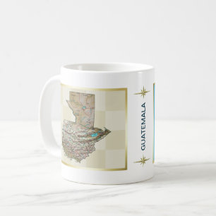 Caneca De Café Guatemala Flag + Map Mug