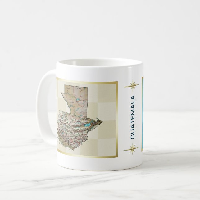 Caneca De Café Guatemala Flag + Map Mug (Frente Esquerda)
