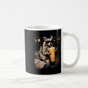 Caneca De Café Guaxinim bebendo café gelado meme engraçado de ani