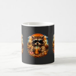 Caneca De Café Guaxinim Bebendo Café Gelado Meme Engraçado de Ani