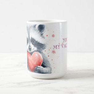 Caneca De Café guaxinim bonitinho com coração para dia de os namo