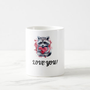 Caneca De Café guaxinim colorido agudo com coração