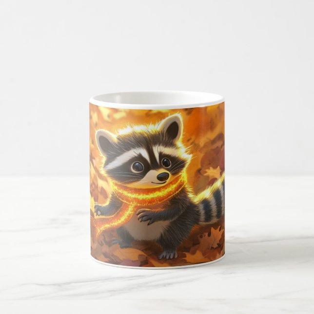 Caneca De Café guaxinim de desenho animado fofo em um cenário de  (Centro)