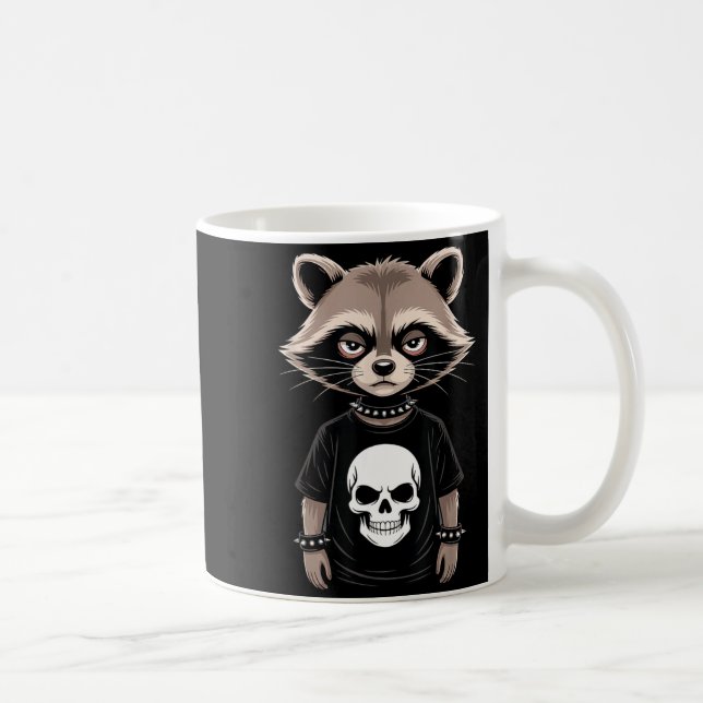 Caneca De Café Guaxinim Emo Escuro Com Estilo Punk Caveira Altern (Direita)