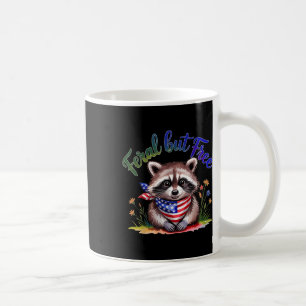 Caneca De Café Guaxinim Engraçado Feral Mas Livre 4 De Julho Femi