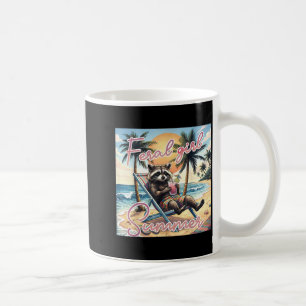 Caneca De Café Guaxinim Engraçado Garota Feral Vibrações de Verão