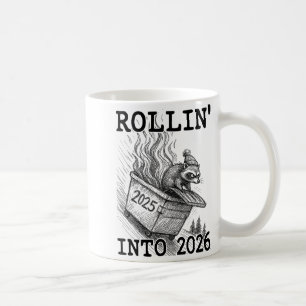 Caneca De Café Guaxinim engraçado rolando no lixo de 2026 Ano Nov