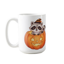 Guaxinim fofo de Halloween em abóbora Jack-o'-Lant
