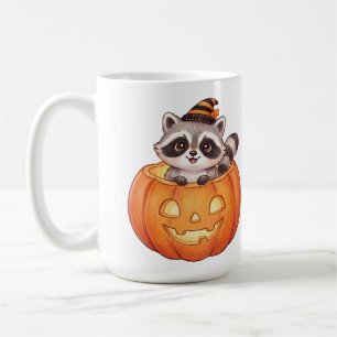 Caneca De Café Guaxinim fofo de Halloween em abóbora Jack-o'-Lant