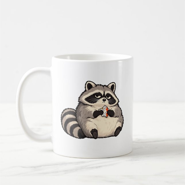Caneca De Café Guaxinim Indiferente com Lanche (Esquerda)