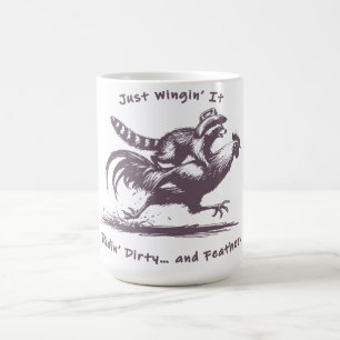 Caneca De Café Guaxinim Montado em um Galo – Caubói de Rodeio no 