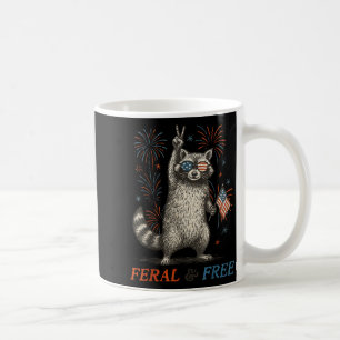 Caneca De Café Guaxinim Patriótico Feral e Divertido 4 de Julho F