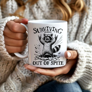 Caneca De Café Guaxinim Sarcástico Sobrevivendo por Rancor