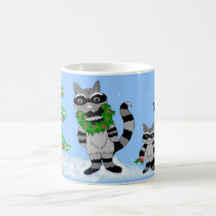 Caneca De Café Guaxinins Enfeitados para as Festividades