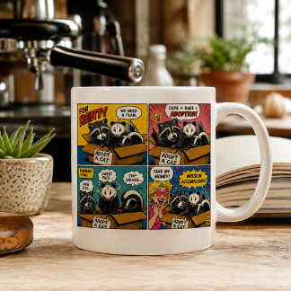 Caneca De Café Guaxinins Engraçados Fingindo Ser Gatos Cartoon