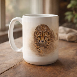 Caneca De Café Guepardo Alerta | Arte de Vida Selvagem Africana
