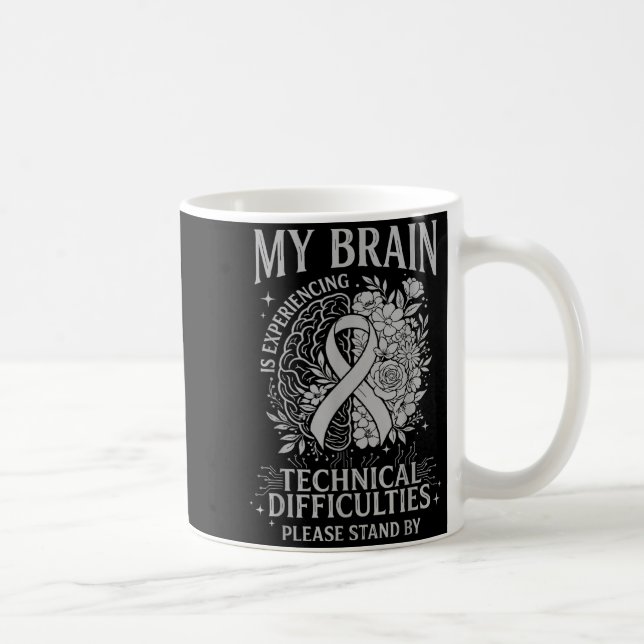 Caneca De Café guerreiro cinza forte de conscientização do câncer (Direita)