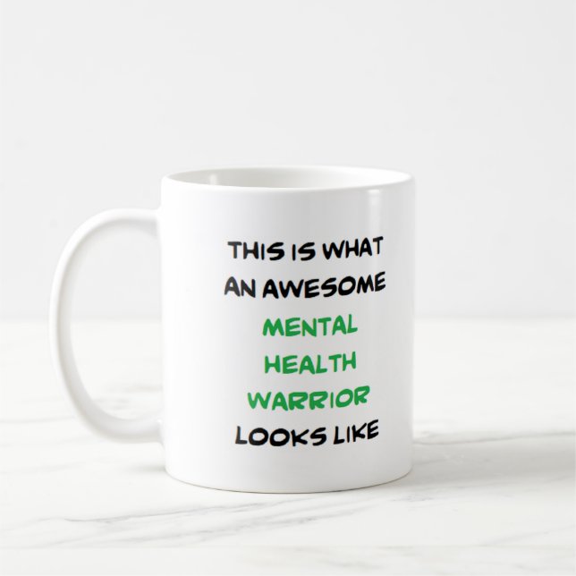 Caneca De Café guerreiro da saúde mental, incrível (Esquerda)