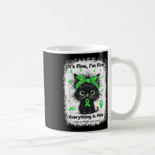 Caneca De Café Guerreiro de Saúde Mental Conscientização Gato Pre