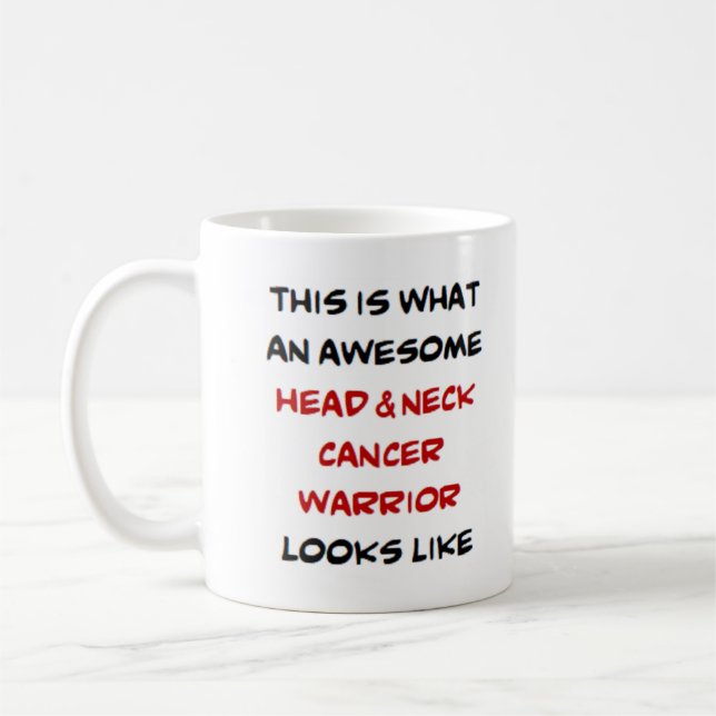Caneca De Café guerreiro do câncer de cabeça e pescoço, incrível (Esquerda)